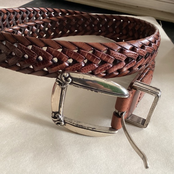 S M 34 Silver Buckle OSSI Braided Leather Western Belt - Picture 8 of 12